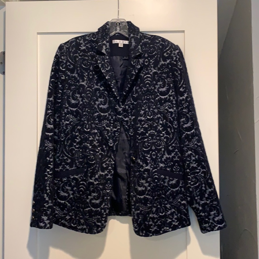 CAbi Navy Jaquard Jacket w/Paisley Texture